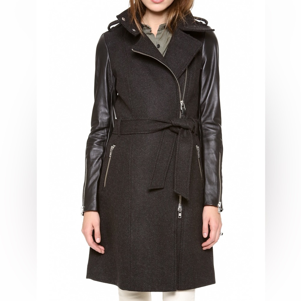 MACKAGE DALE VINTAGE LEATHER WOOL COAT SMALL